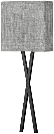 Hinkley Axis Large Single Light 16W Integrated LED Wall Sconce, Hospitality Diffuser, Galerie, Black w/Heathered Gray Slub Shade