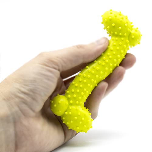 CABLEPELADO Juguete Hueso Perros morder, Hueso masticable para Perros con protuberancias, Juguete Dental para Perros, Mordedor de Caucho para Perros, Longitud 10 cm, Material Caucho Natural, Verde