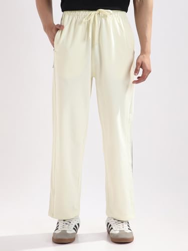 Image of Nobero Zenline Joggers for Men | Track Pants for Men | Straight Fit Joggers | Elasticated Waist with Drawcord | Soft & Breathable Fabric | Casual Everyday Wear