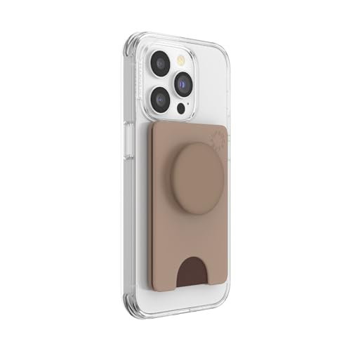Image of PopSockets Adhesive Phone Wallet and Card Holder with Grip, Neutral - Latte