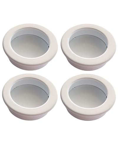 Gedotec Tirador de concha avellanado | blanco mate | Tirador de entrada de metal | diámetro de 35 mm de diámetro | 4 unidades | moderno mango para empotrar | mango MA35 | Manija deslizante | Mango