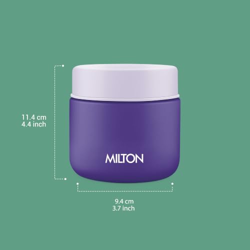 Image of Milton Grab N Go 350 Thermosteel Vacuum Insulated Food Jar|Hot & Cold Thermal Flask|Double Walled|Leak Proof|Ideal for carrying Soup, Khichdi, Sweet Corn to Office, School & Travelling, 350 ml, Purple