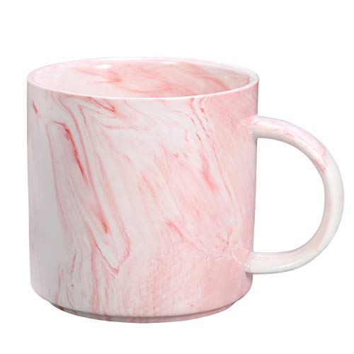 AthlChamp Marble Ceramic Coffee Mug Pretty Coffee Cup for Women Girls Wife Mom Grandma Pink