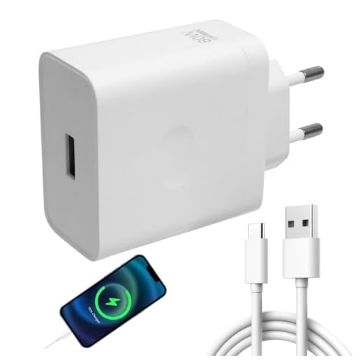 80-W-USB-C-Ladegerät für Oppo Super-VOOC, Super-VOOC-Ladegerät mit USB-A-auf-C-Kabel für Oppo Find X7/X6/X5/X3/Reno 11/10/8/7/6 für OnePlus 11/10T Nord 2T/10 Pro für Realme GT/9 Pro