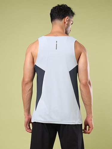 Image of TECHNOSPORT Men's Solid Slim Fit Scoop Neck Sports Innerwear Vest with TECHNOCOOL+ Quick Dry Anti Odour Anti Microbial 2 Way Stretch Soft & Smooth Activewear