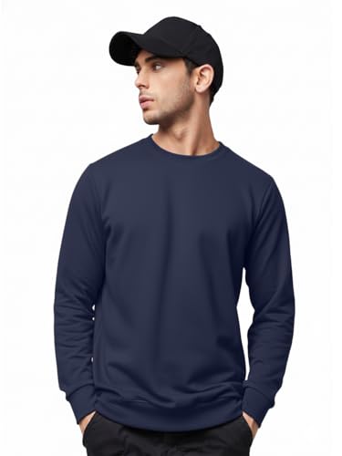 Image of LEOTUDE Men's Winter Wear Loopknit Round Neck Solid & Stylish Regular Fit Sweatshirt for Men's