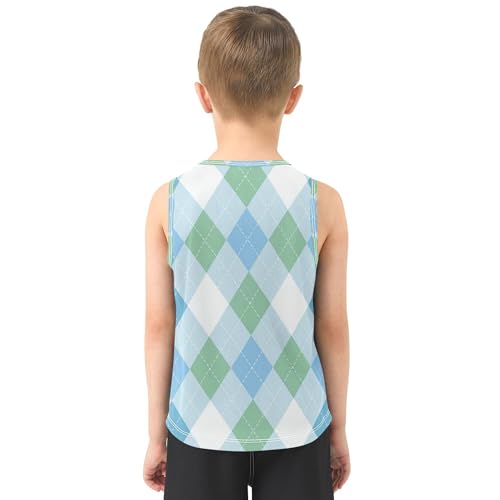 Blue Green Tank Top for Boys Sleeveless Casual Vest Tees Kids Active Shirt for Travel Volleyball Running Cycling 3T3