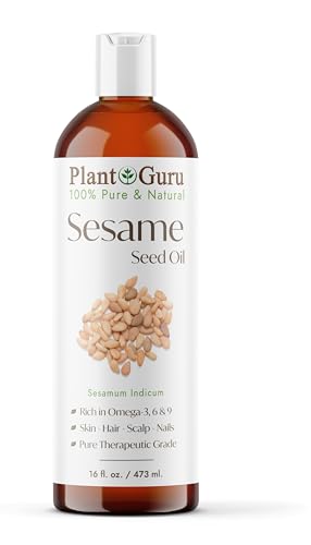 Plant Guru PG_SESAMESEEDOIL_16OZ. Sesame Seed Oil 16 Oz Cold Pressed 100% Pure Natural Carrier - Skin, Body And Hair Moisturizer. Works For Massage cover