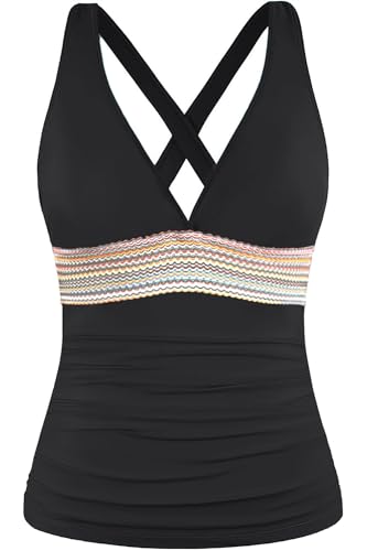 Tankini Tops for Women- Tummy Control Swim Top Only No Bottom 2025(Not Suitable for Large Busts)