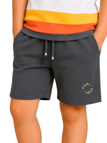 Image of Pilolo Kids Soft Cotton Terry Lycra Adjustable Drawstring Pocket Shorts for Boys