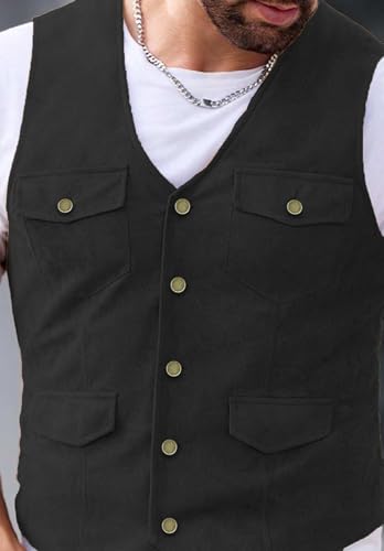 Mens Suit Suede Leather Vest 4 Pocket V-Neck Casual Groomsmen Wedding Waistcoat2