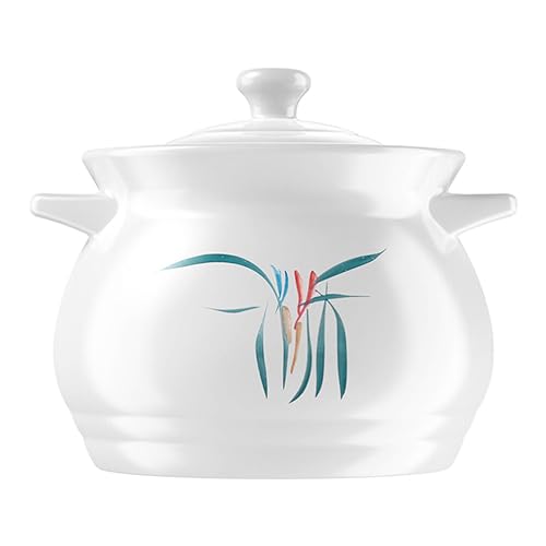 Luxshiny Nonstick Cookware Japanese Soup Bowl Ceramic Casserole Pot Stew Pot Heat- Resistant Clay Pot Soup Pot With Lid For Cooking- 2L Round Chafing Dish Induction Cooktop Burners