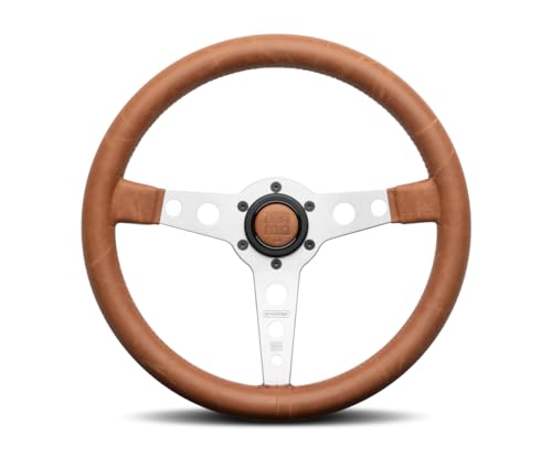 MOMO Prototipo Heritage Tobacco Volant 350mm Cuir Marron/Rayons Argenté