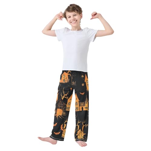 Halloween Castle Boys Long Pants Soft Trousers Elastic Waist Kids Lounge Bottoms with Pockets S-XL3