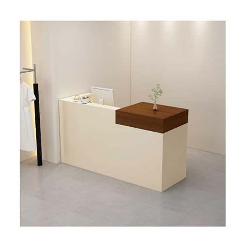 Escritorio de recepción con cajón con cerradura, mesa de esquina para salón de belleza y oficina, mostrador frontal, escritorio de computadora minorista de 120 cm, muebles modernos de vestíbulo