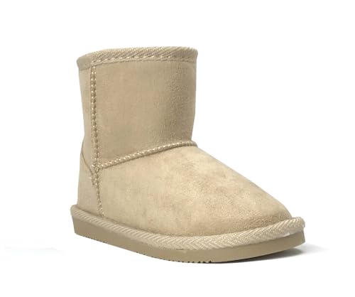 Image of REDVOLUTION Kids Boots Toddler Girls Cute 2 Buttons || Rhinestone Faux Fur Suede Knitting Shoe