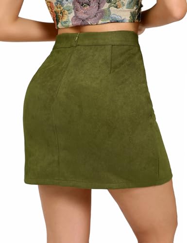 Women's Basic High Waist Faux Suede Side Split Bodycon Mini Pencil Skirt2