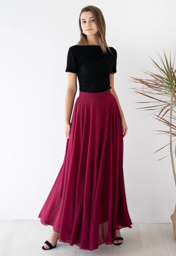 Image of Women's Full Length Georgette Long Skirt- Lehenga with 8 Meters Maxi Flare