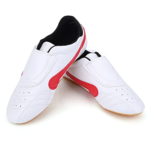 Kung Fu Shoes, PU Leather Unisex Sport Lightweight Shoe Taekwondo Boxing Taichi Shoes Sport Gym with Oxford Sole (302