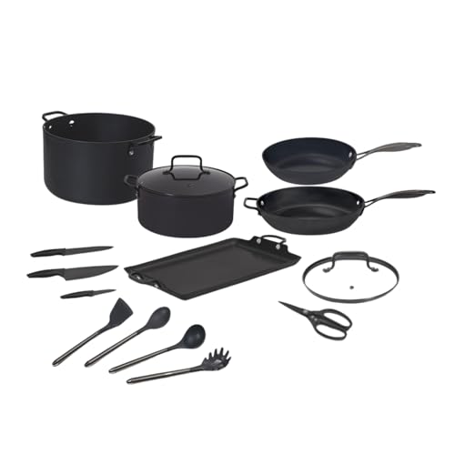 La Mejor Lista de Flavor Stone Vs Jade Cook para comprar hoy. 43 Jade Cook Batería de Cocina Profesional JadeBlack de 15 Piezas Cerámica Antiadherente con Polvo de Jade, Full Induction con Sartenes y Ollas Antiadherentes, Incluye Utensilios de...