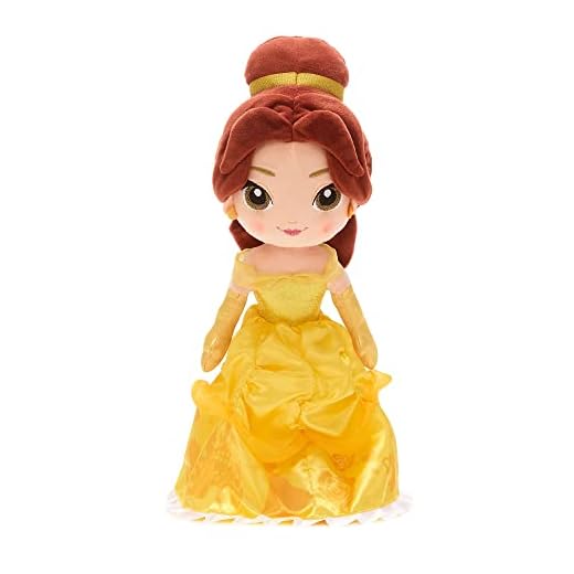 Disney Store Muñeca de Peluche de Bella, La Bella y la Bestia, Altura: 36 cm, Bella de Peluche Que Luce su Vestido y Peinado característicos y Detalles Bordados