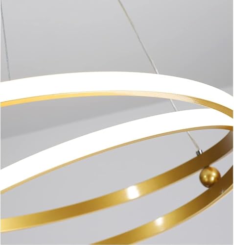 Lustres à intensité variable dorés et plafonnier LED design pour séjour - 7