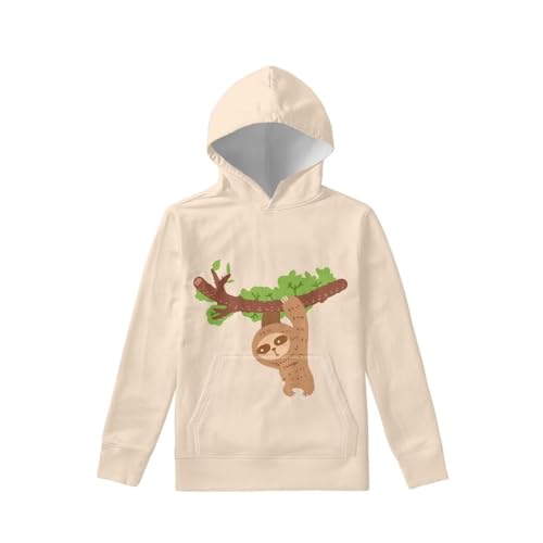 Boys Girls Hoodies Sweatshirt Cool 3D Print Cute Sloth Pullover with Big Pocket for Kids Fashion Warm Winter 6-16 Years