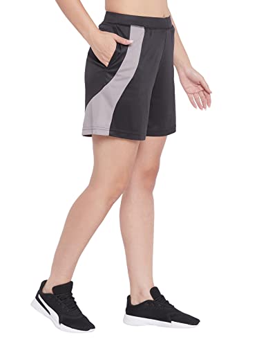 Image of Clovia Women's Activewear Comfort Fit Sports Short with Pocket in Black