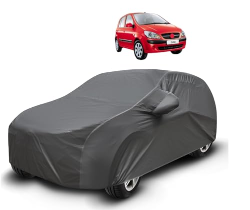 Image of Auto Hub Waterproof Car Cover Compatible with Getz with Mirror Pockets, Soft Cotton Lining, Getz Car Cover Waterproof, Grey
