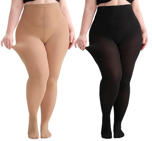 Image of Women's Plus Size Tights High Waist Sheer Semi Opaque Ultra-Soft Pantyhose XL, 2XL, 3XL, 4XL