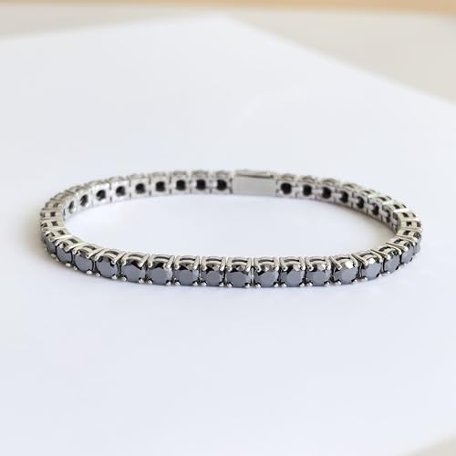 Pulsera de Tenis Moissanite Negro 3-5mm Acero Inoxidable miniatura 2