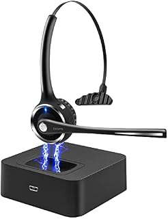 Golvery Bluetooth Headset with Mic for Phone, Office Wireless On-ear Headphones for Office Call Center PC Skype, Noise Cancelling Mic, 15 Hours Talking Time, 200 Hrs Standby, Multi-point, Mute ON/OFF