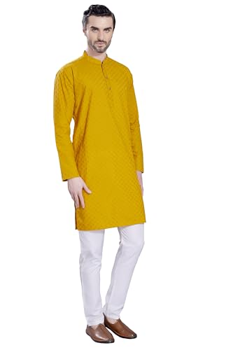 Image of DIVISIVE Men's Thread Embroidered Cotton Only Slim Fit Kurta