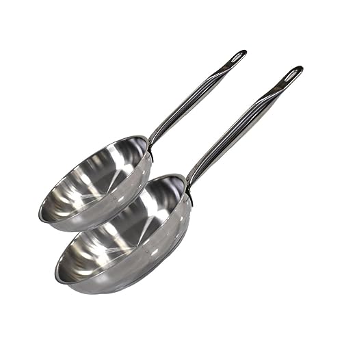 ELO 9903450 - Set di 2 padelle da 28 cm e 32 cm, 2 padelle in acciaio inox, padella da cucina in acciaio inox, padella da forno, 28 cm e 32 cm