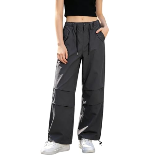 Pantalones cargo para niñas grises de paracaídas y secado rápido para 11-12 años