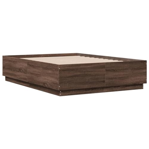 vidaXL Bettgestell, Bettrahmen mit Lattenrost, Bett Modernes Design für Schlafzimmer, Schlafzimmerbett Doppelbett, Braun Eichen-Optik 140x190cm Holzwerkstoff vidaXL Bettgestell, Bettrahmen mit Lattenrost, Bett Modernes Design für Schlafzimmer, Schlafzimmerbett Doppelbett, Braun Eichen-Optik 140x190cm Holzwerkstoff
