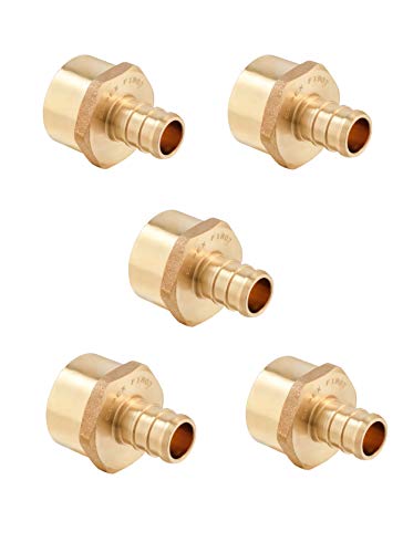 (Pack of 5) EFIELD PEX 1/2 INCHX1/2 INCH FEMALE NPT ADAPTER BRASS CRIMP FITTINGS 5 PIECES (1/2
