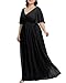 Women's Plus Size Formal Dress Black Wedding Guest Long Chiffon Mother Bride Gowns High Waist V Neck Floor Length
