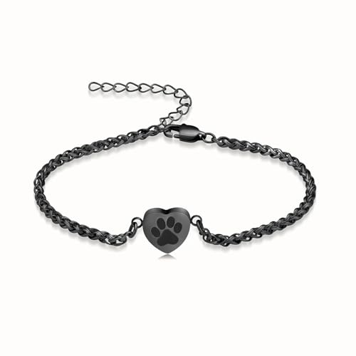 Bracelet pour cendres de chien chat bijou urne funéraire cœur empreinte patte