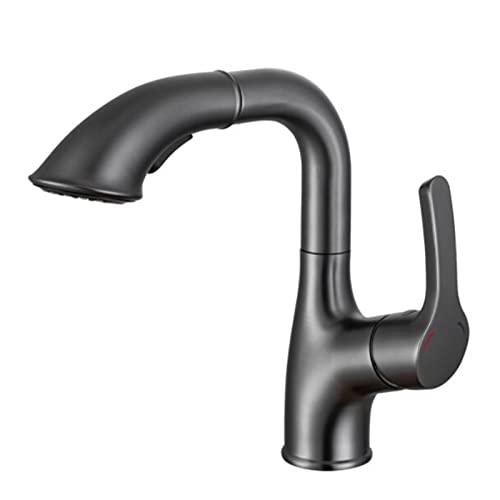 Robinet lavabo douchette extractible en laiton noir réglable