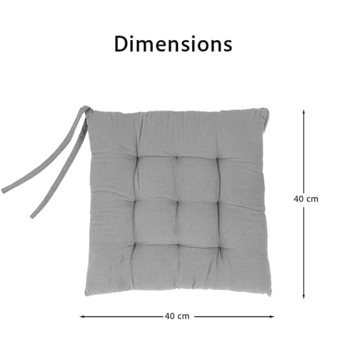 Image of PrettyKrafts Soft Cotton Chair Cushion Pad 40x40x4 cm (Grey) | Comfortable Washable Seat Pad for Dining, Office & Study Chairs | Thick, Durable Sitting Cushion