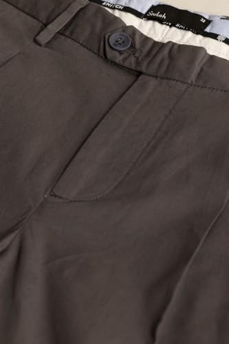 Image of SNITCH Dark Brown Slim Fit Cotton Trousers