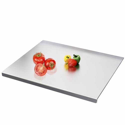 HRJZF 304 Stainless Steel Cutting Chopping Board,40 cm L x 30 cm W Heavy Duty Cutting Board Worktop,Easy to Clean,for Kneading Rolling Bread Meat Vegetable Fruit Baking Pizza