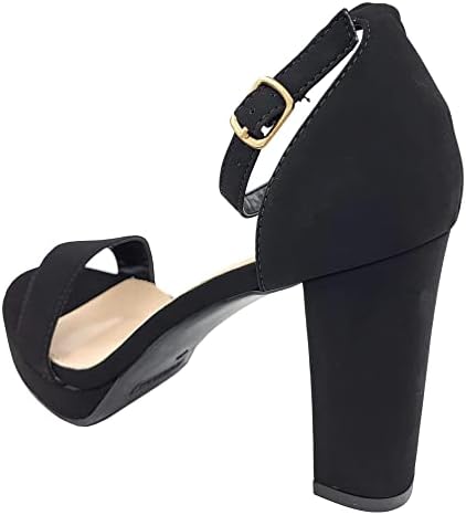 TOP Moda Over the Toe Strap Ankle Strap Platform High Heel Open Toe Dress Sandal, Black, 6.5 | Image 2