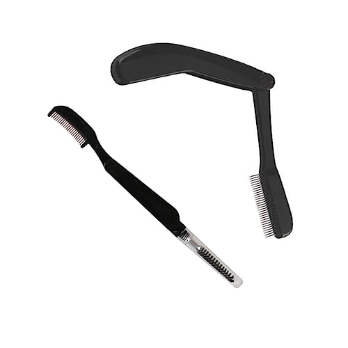 Baluue Groom Your Brows Anywhere 2pcs Compact Eyebrow Combs Stainless Steel Plastic Handle