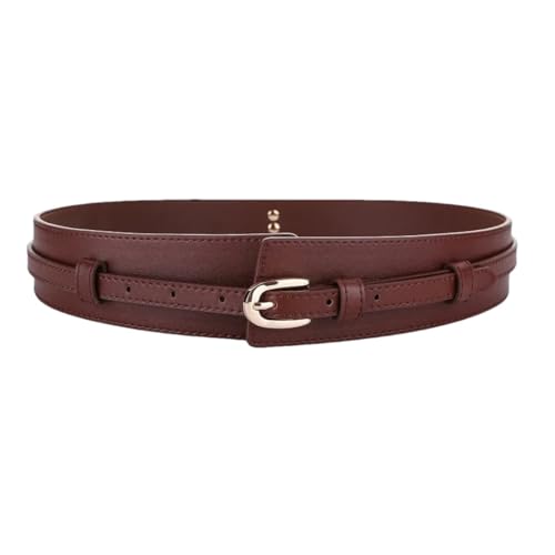 Women’S Fashion Split Leather Metal Designer Belt Vintage Classic Wide 5.5Cm Waistband
