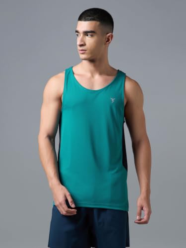 Image of TECHNOSPORT Men's Solid Slim Fit Scoop Neck Sports Innerwear Vest with TECHNOCOOL+ Quick Dry Anti Odour Anti Microbial 2 Way Stretch Soft & Smooth Activewear