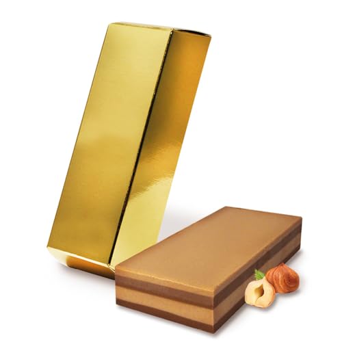 Viba Goldbarren Schicht-Nougat 180 g | Block aus hellem & dunklem Haselnussnougat | Geschenkidee für Nougat-Liebhaber