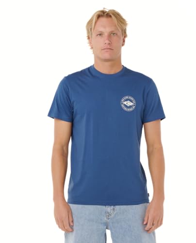 RIP CURL Men's Graphic Short Sleeve Crew Neck T-Shirt, Standard Fit, Light Navy Staple, Medium