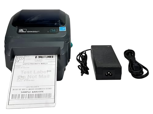 Image of Zebra GX420d Direct Thermal Desktop Printer USB Serial Parallel Port Connectivity Cutter GX42-202512-000, Bundle with AC Adapter and USB Cable